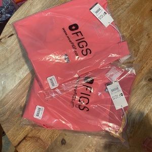 Figs scrubs neon pink set